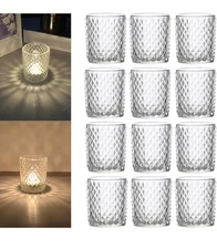 12 Pack 2 Inch Clear Tealight Candle Holders, Glass Votive Candle Holders
