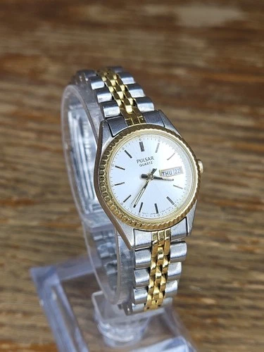 Pulsar Seiko Vintage 24mm Two-Tone Presidential Quartz Dial Date Watch V7830030