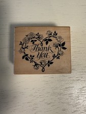 Vintage Wooden Rubber Stamp 1990’ Thank You Heart Wedding Made in USA New
