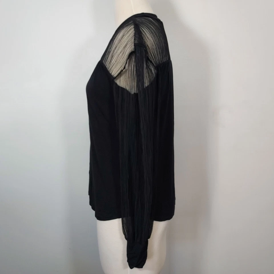 Camisa Maurices Whimsigoth para mujer talla mediana negra transparente encaje manga larga Foto 4 de 4