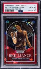 2023-24 Victor Wembanyama Prizm Draft Picks Brilliance Red Cracked Ice RC PSA 10