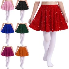 Kids Girls Mini Skirt Sparkling Dancewear Skater Cosplay Performance Theme