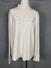 Style  Co Women's Luxsoft Mock Sweater Ivory Embellished Pullover Sweater L NWT