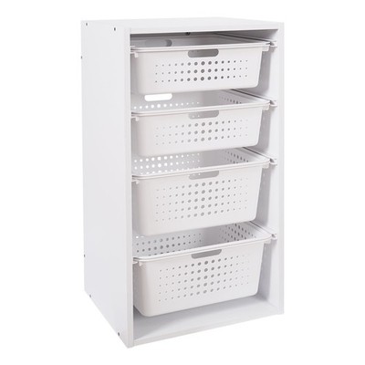 Sliding Bin Organizer W/ 4 Storage Bins kids White
