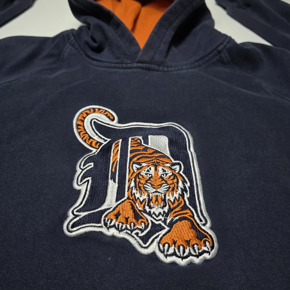 Sudadera con Capucha Pullover Jóvenes Tigres de Detroit MLB Niños Talla 18/20 Azul Marino Bordado  Foto 2 de 4