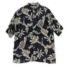 Campia Moda Shirt Mens Large Black Floral Hawaiian Short Sleeve Button Up Casual