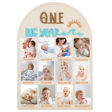 My First Year Photo Board, My First Year Photo Frame - Wood Arch Baby Picture...