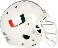 Miami Hurricanes Team-Issued White Helmet from the 2018-2022 NCAA