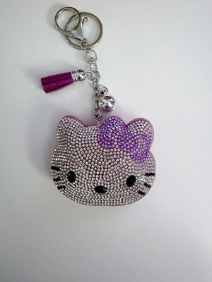 Sparkling Rhinestone Hello Kitty Keychain, Bling Purse Charm, Bag Charm