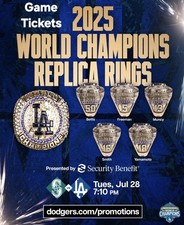 Will Smith  Los Angeles Dodgers 2025 World Series Player Ring SGA 7/28/26