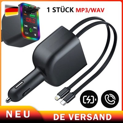 Auto FM Transmitter KFZ Bluetooth USB+TYPE-C Auto Ladegerät Handy Radio Adapter