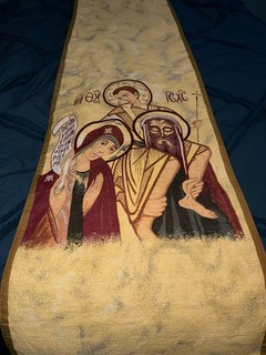 BEAUTIFUL LARGE CATHOLIC CHURCH ALTAR HOLY FAMILY TAPESTRY BANNER 79" x 22 1/2"