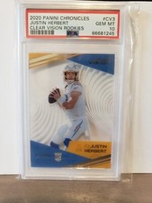JUSTIN HERBERT 2020 CHRONICLES CLEAR VISION RC #CV3 PSA 10 GEM! CHARGERS LOW POP