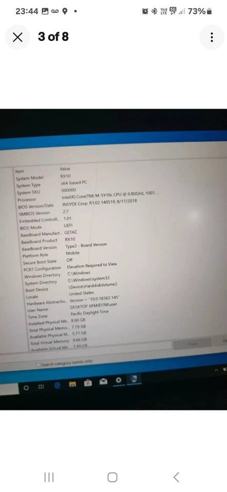 Getac RX10 Professional Tablet WITH DRIVERS Intel M 8GB RAM 128GB SSD Win 10 #3 - Image 3 of 4