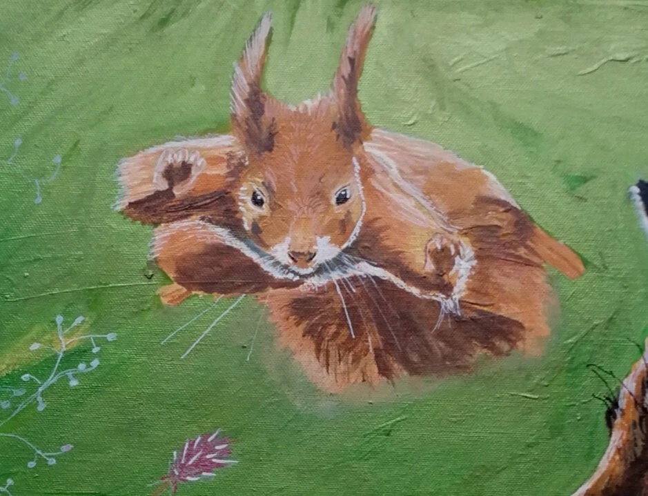 Original/Unikat Acryl auf Leinwand signiert. 50x60cm Fuchs und Co Glücksklee - Bild 4 von 4