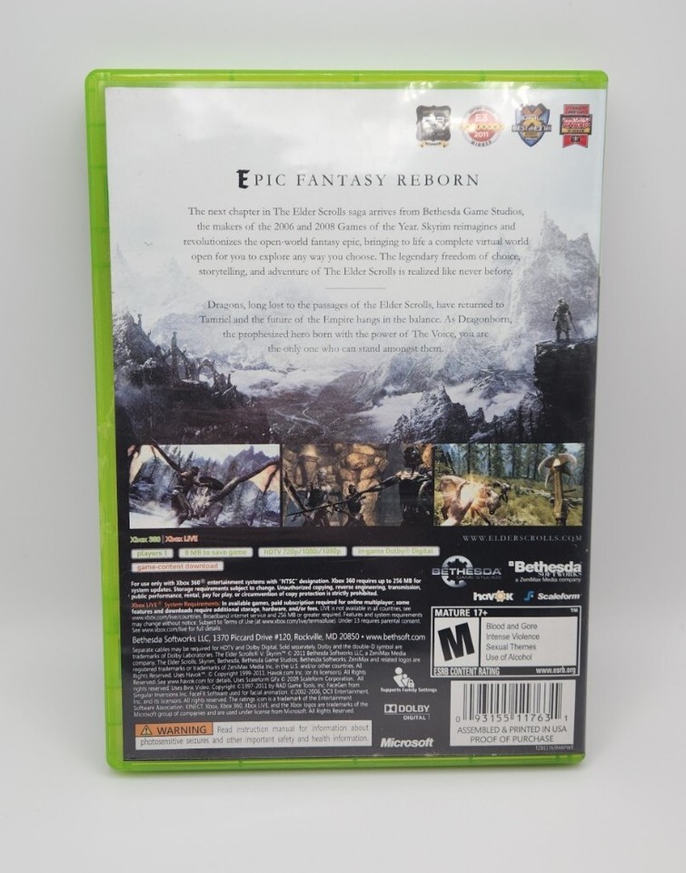 The Elder Scrolls V: Skyrim - Microsoft Xbox 360 - 2011 - Bethesda ...