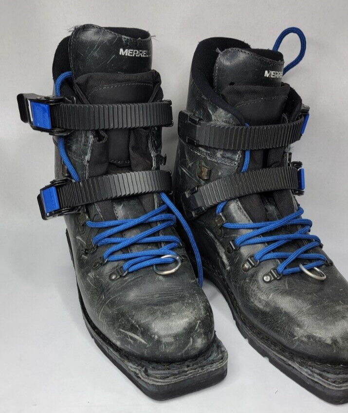 Vintage Merrell Leather Black Telemark Ski Boots Size 6 eBay