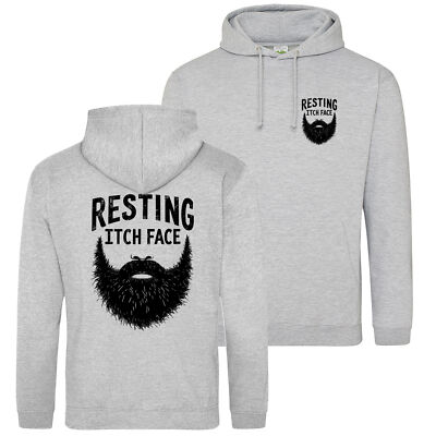 Lustiger Herren-Hoodie mit Bart ruhender Juckreiz Gesicht Geschenk für Papa Opa Partner Unisex