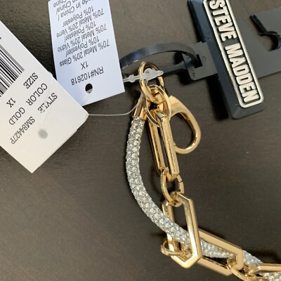 Steve Madden Gold Tone Link belt with rhinestone detail size  display picture 3