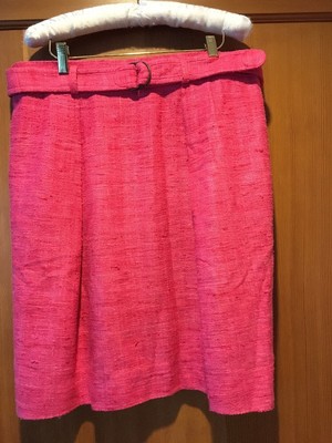 Big Discount AKRIS Womens SKIRT Pink Size 14 Knee Length With Belt Fully Lined Silk