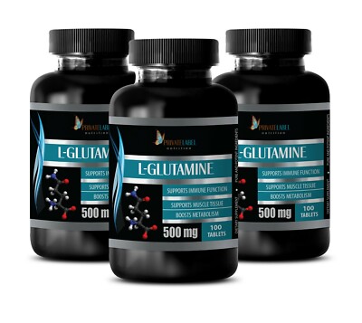 Muscle Food - L-GLUTAMINE 500mg - L Glutamine Powder Bodybuilding 3 Bot 300 Tabs
