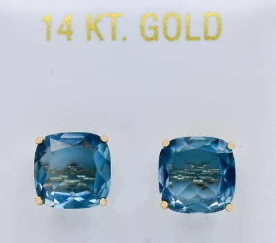 ECHTE 6,68 ct BLAUE ZIRKON OHRRINGE 14k GOLD - kostenlose Zertifikat Bewertung - Neu mit Etikett