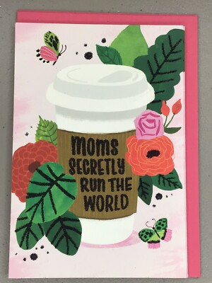 2 Hallmark Happy Mother's Day Card Coffee Cup Mom Run The World Friend 7x4.75