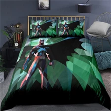 Single/Double/Queen/King Bed Quilt Doona Duvet Cover Set Pillowcase Batman Green