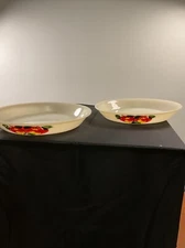 2 Vintage 1950s Fire King Gay Fad Pie Plates  Apple Pattern