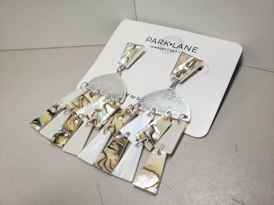 Joyería Park Lane "Pendientes Río" Blanco Mate Plata Sobre Latón Foto 2 de 4