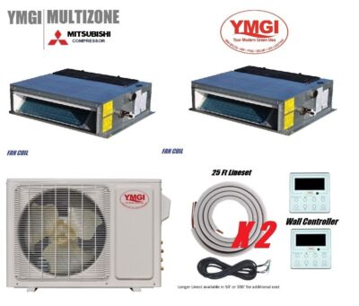 30000 BTU 22 SEER 2 Zone Ductless Mini Split Air Conditioner Cool Heat AOK