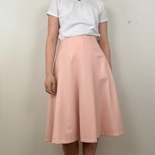 Vintage Ralph Lauren Light Pink Wool Midi A-Line Skirt
