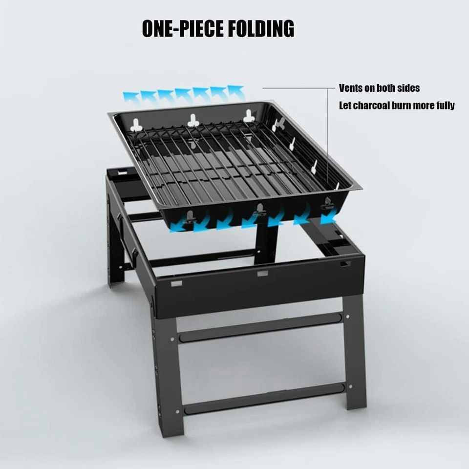 Mini Holzkohlegrill BBQ Grill Klappgrill Tragbar Tischgrill Edelstahl Faltgrill - Bild 4 von 4