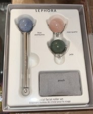 Sephora Crystal Facial Roller Set Blue Aventurine, Rose Quartz, Jade Sealed NIB