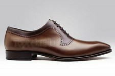 Handmade Men's Leather Oxfords Wingtip Premium Brown Custom Made Dress Shoes-939