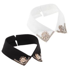 Abnehmbarer Blusen Fake Kragen, Perlen Strass Falschkragen, Peter Pan Halsband