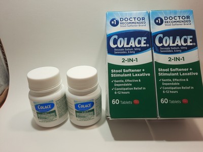 Colace Docusate Sodium 2 in 1 Stool Softener 60x3=180 Tablets 06/25-04/2026
