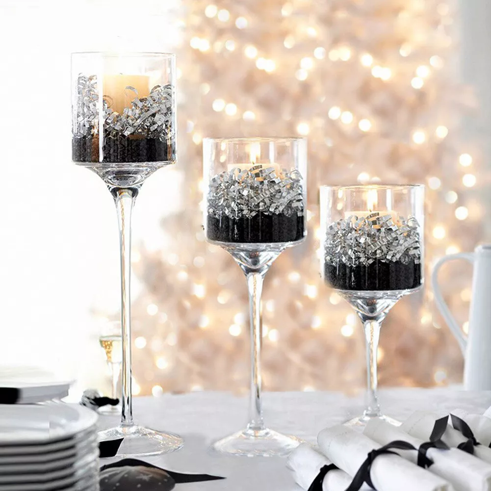 Wine glass tea light candle holder deals