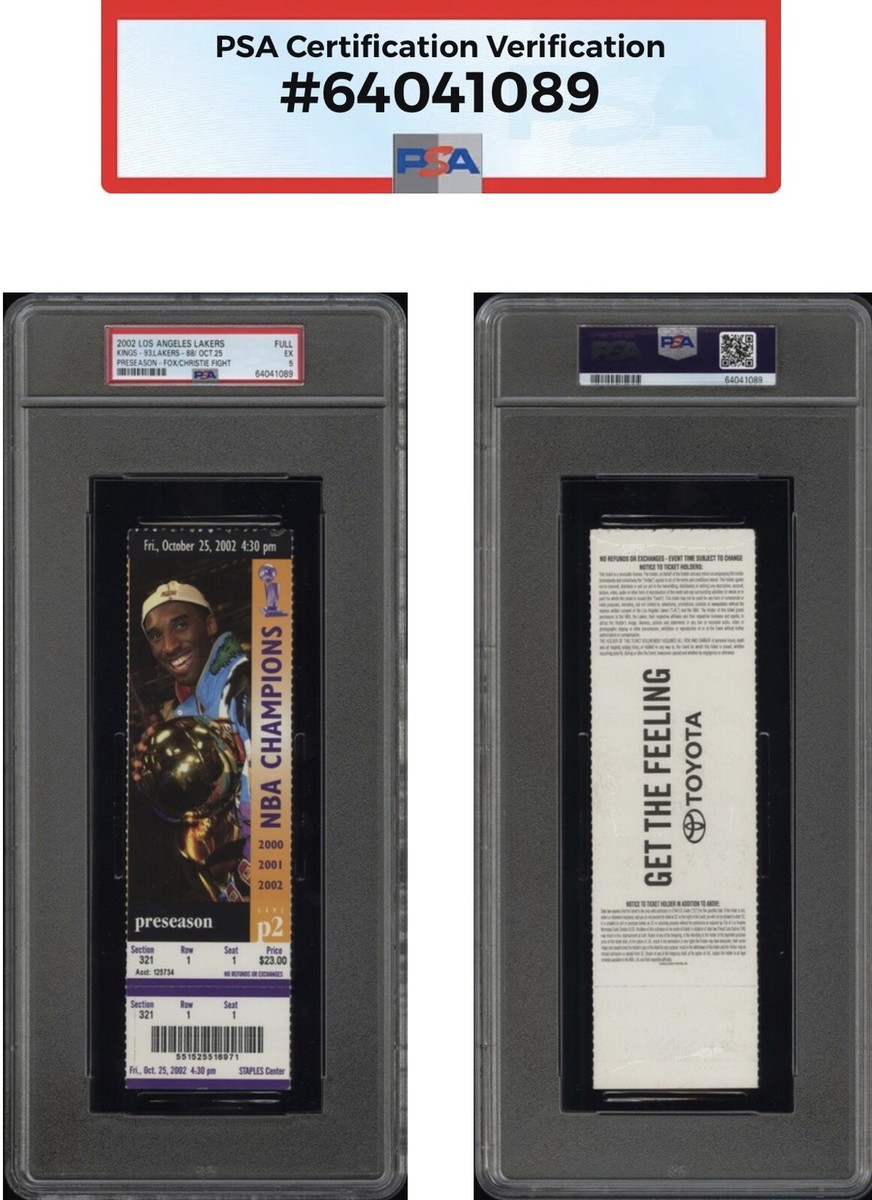 DOUG CHRISTIE & RICK FOX FIGHT LAKERS/KINGS FULL TICKET 2002🎟KOBE