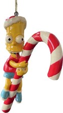 The Simpsons Bart Licking Candy Cane Christmas Ornament 2003 Fox
