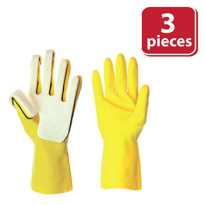 Kleen Mitt Gloves, Fine Grade Scouring Pads, Left Hand, White (Pack of 3)