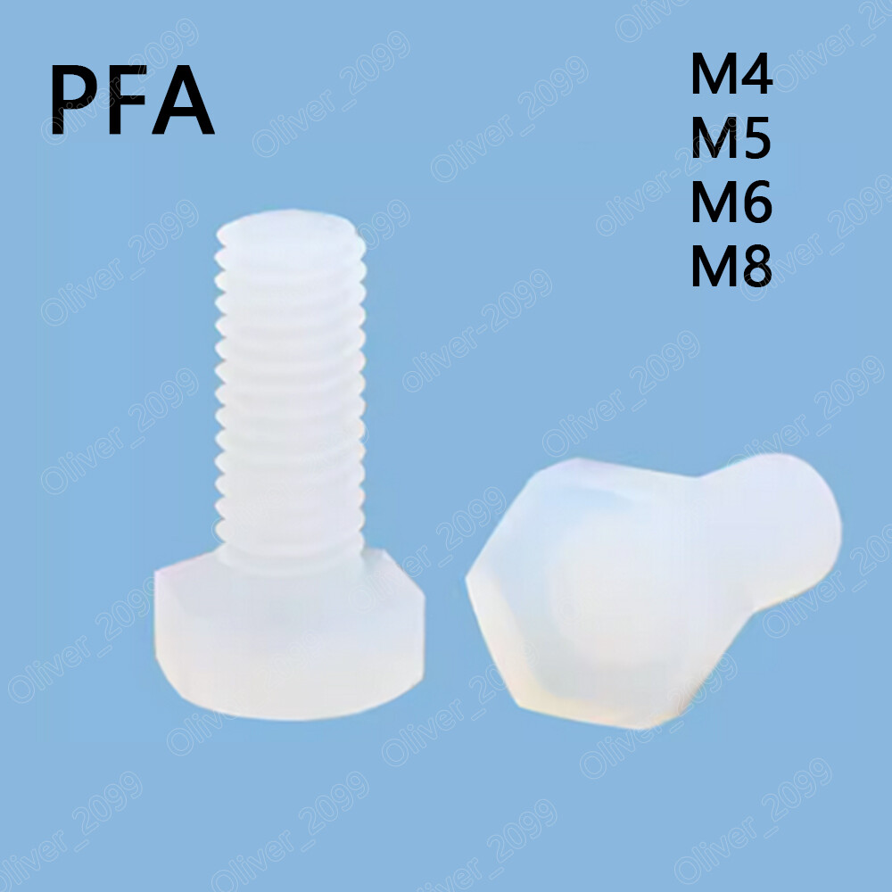 PFA Perfluoroalkoxy resin Plastic Hexagon Head Screws Cap Head Bolts M4/M5/M6/M8