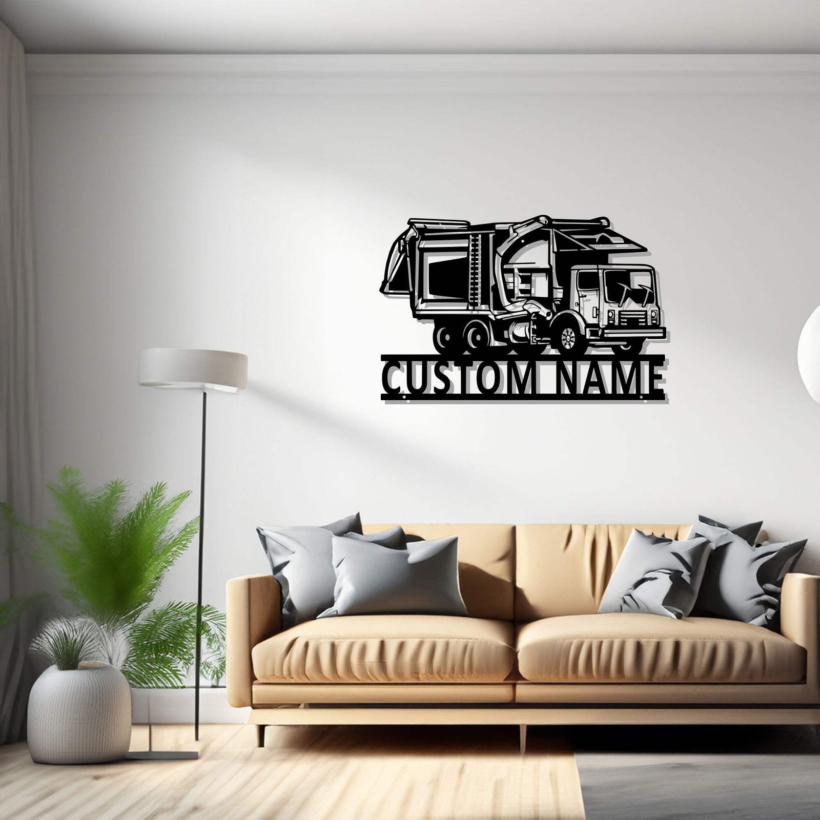 Custom Garbage Truck Metal Wall Art Personalized Garbage Truck Name Sign Decorat
