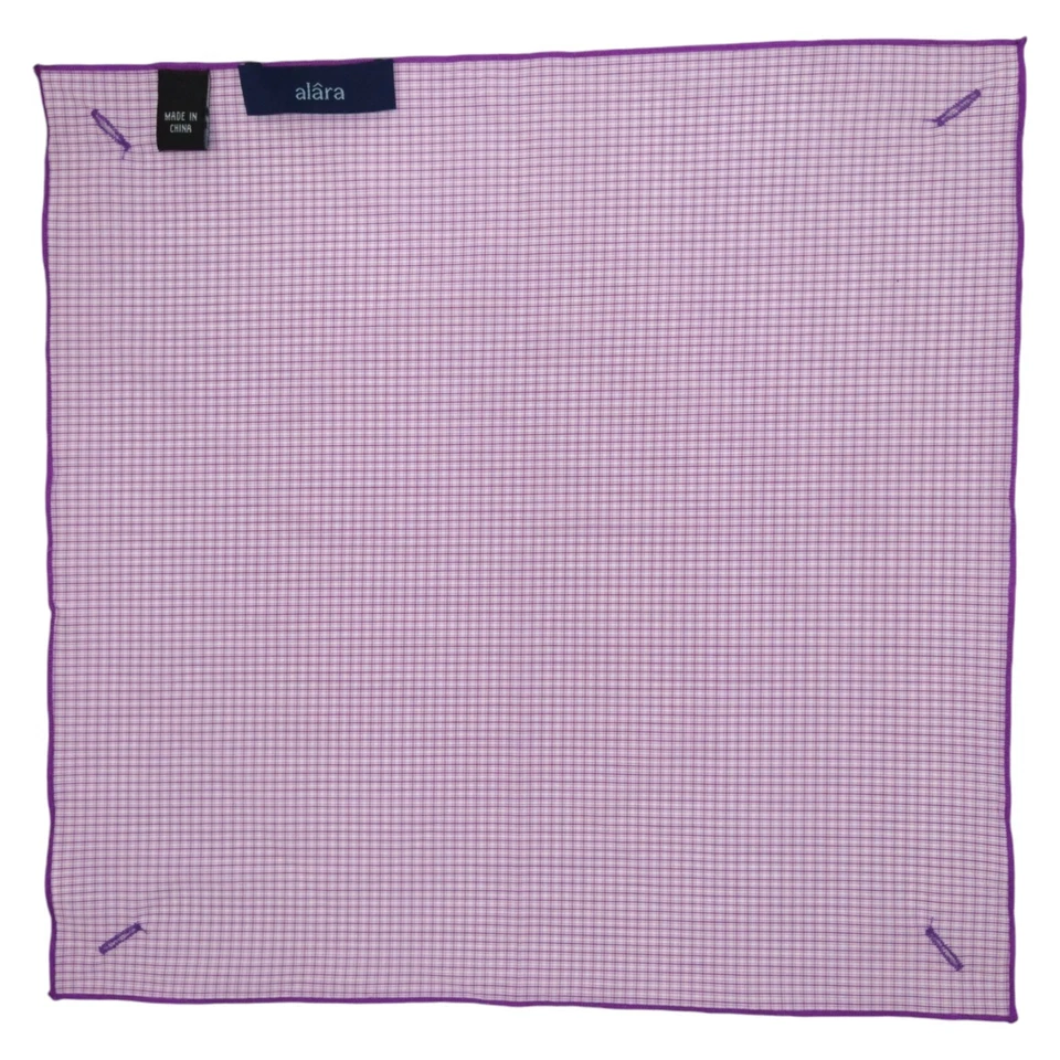 Pañuelo cuadrado de bolsillo ALARA para hombre lavanda púrpura cuadros algodón pañuelo 12,5" Foto 3 de 4