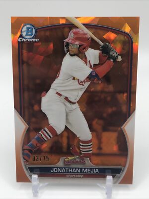 2023 Bowman Chrome Orange Sapphire #/75 Jonathan Mejia #BCP-197 Cardinals