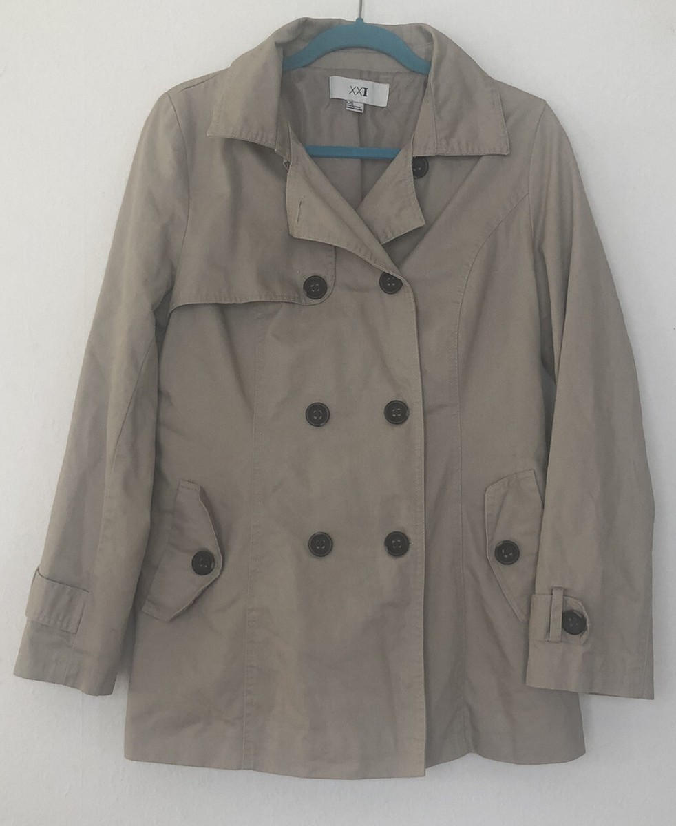 Forever 21 Classic Khaki Trench Coat Size Large L