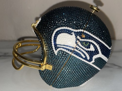 Kathrine Baumann Beverly Hills Seahawks Swarovski Crystal Helmet Handbag - Picture 3 of 11
