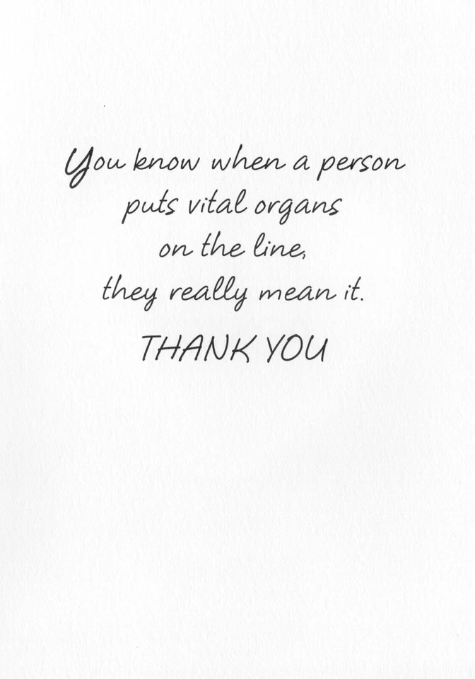 Divertida Tarjeta de GRACIAS Pun de Red Heart, Saludos Academia de Órganos Vitales + Sobre Foto 2 de 4