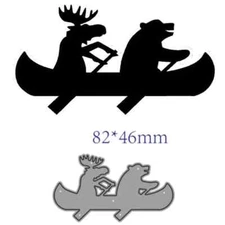 Moon Bear Canoeing Metal Cutting Dies Scrapbooking Card Making Craft