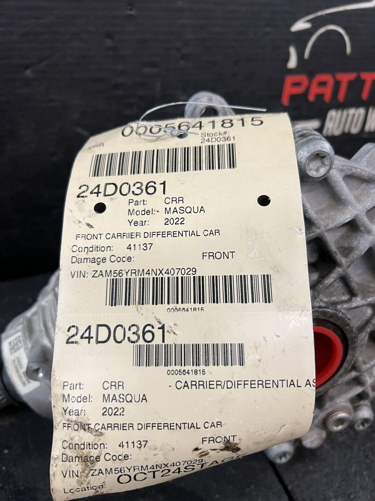 18-22 MASERATI QUATTROPORT FRONT CARRIER DIFFERENTIAL CARRIER 06700384210
